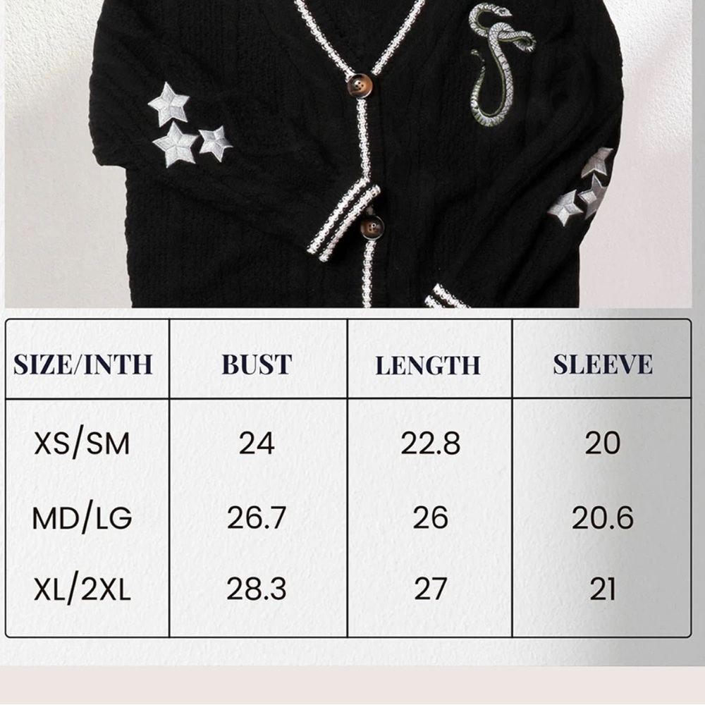 Reputation Cardigan Taylor Swift Rep Stars Embroidered Sweater Snake Patch - Picture 2 of 7